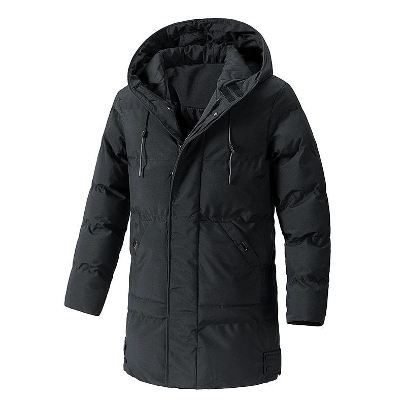 Winter männer Warme Gepolsterte Jacken Mode Männer Mid-Lange Baumwolle Unten Parkas Männer Thermische Windjacke Mit Kapuze Mäntel Plus größe 7XL 8XL