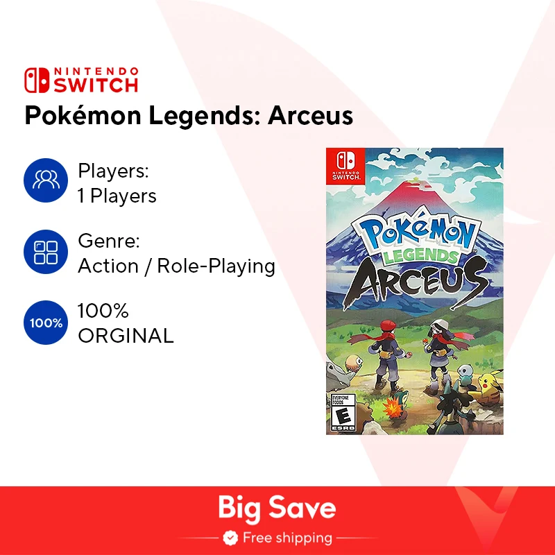 Игровые предложения Nintendo Switch, платформер Pokemon Legends Arceus, поддержка 13 языков, Настольный ручной телевизор