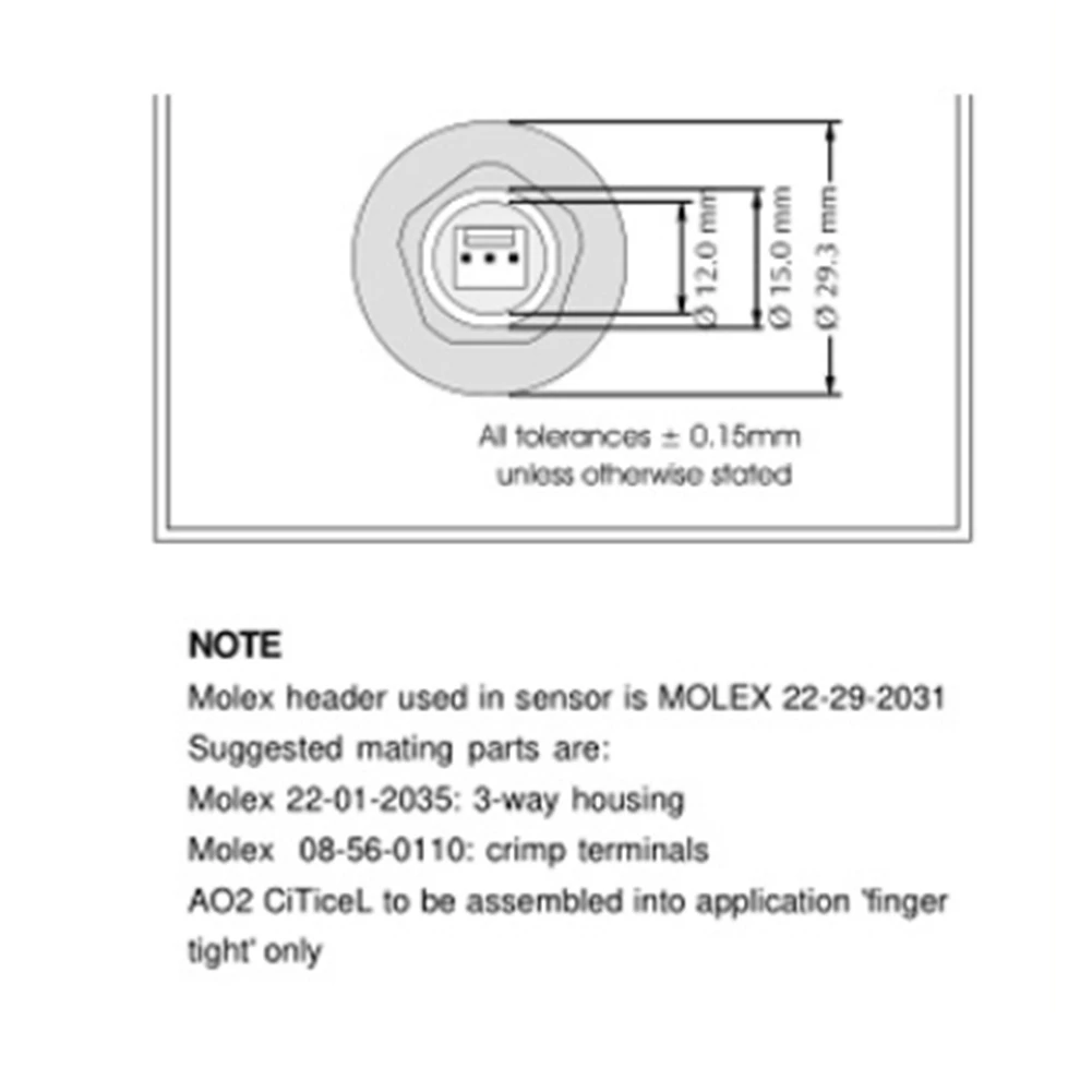 Detector de gás do sensor de oxigênio AO-02 compatível com AO2 AA428-210 AO2PTB-18.10-AU62