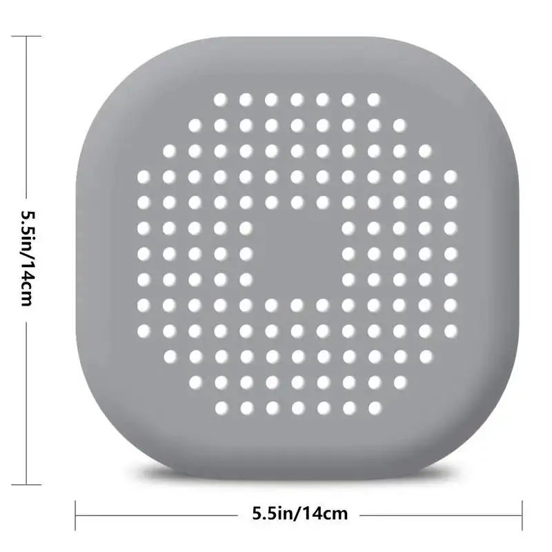 A tampa de drenagem de chuveiro quadrada de silicone durável evita entupimento da pia, filtro de drenagem de chuveiro, filtro de pia de adsorção, conveniente