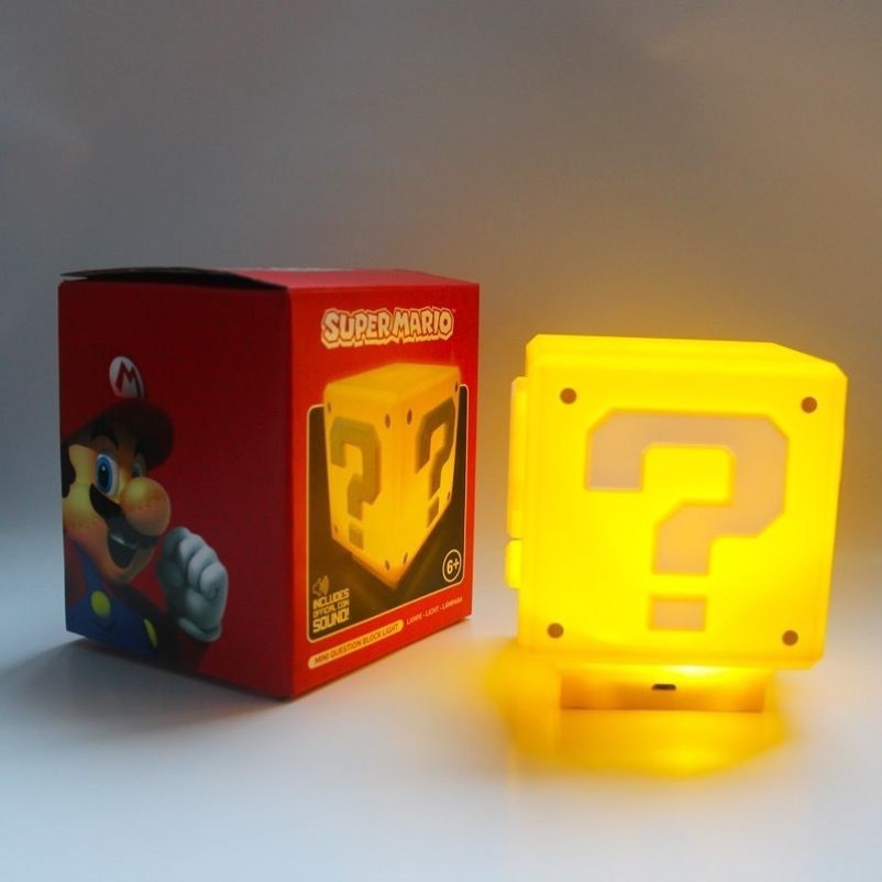 10cm Super Mario Bros Figurka LED Znak Zapytania Cegła Lampka Nocna USB Ładowanie Anime Lampa Biurkowa Statuetka Dekoracyjne Światło Prezenty Dla Dzieci