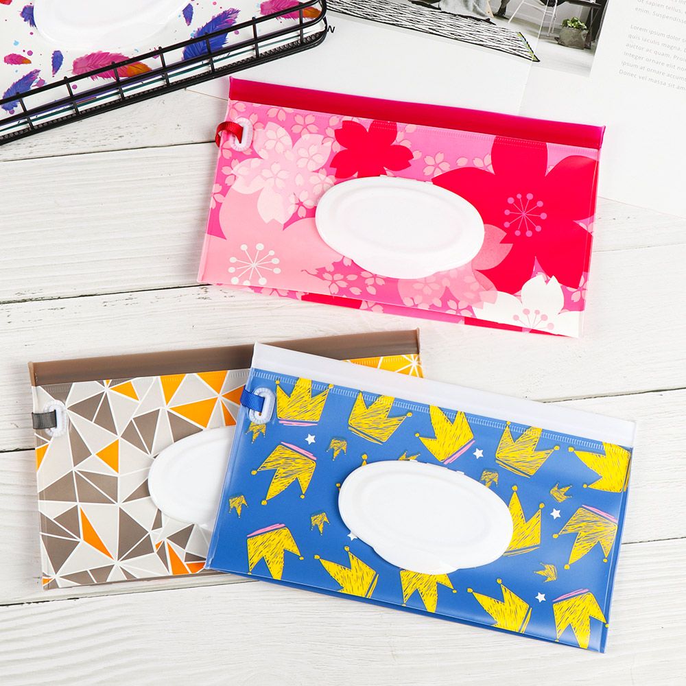 Outdoor portátil Flip Capa Maleta, Snap-Strap Wet Wipes Bag, Caixa de tecido, Stroller Acessórios Pouch, 1Pc