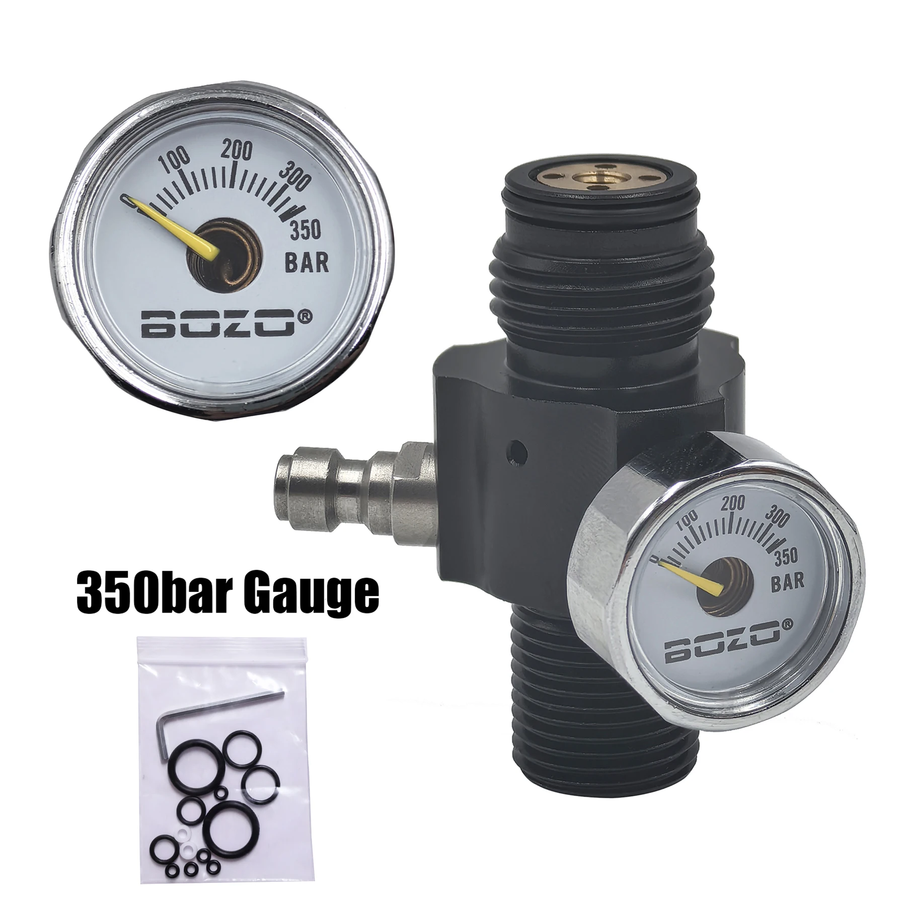 Air Tank Cylinder Regulator Valve Adjustable Output pressure 0 to 2500psi Threads M18*1.5 With 40Mpa/350bar/5000psi Gauge