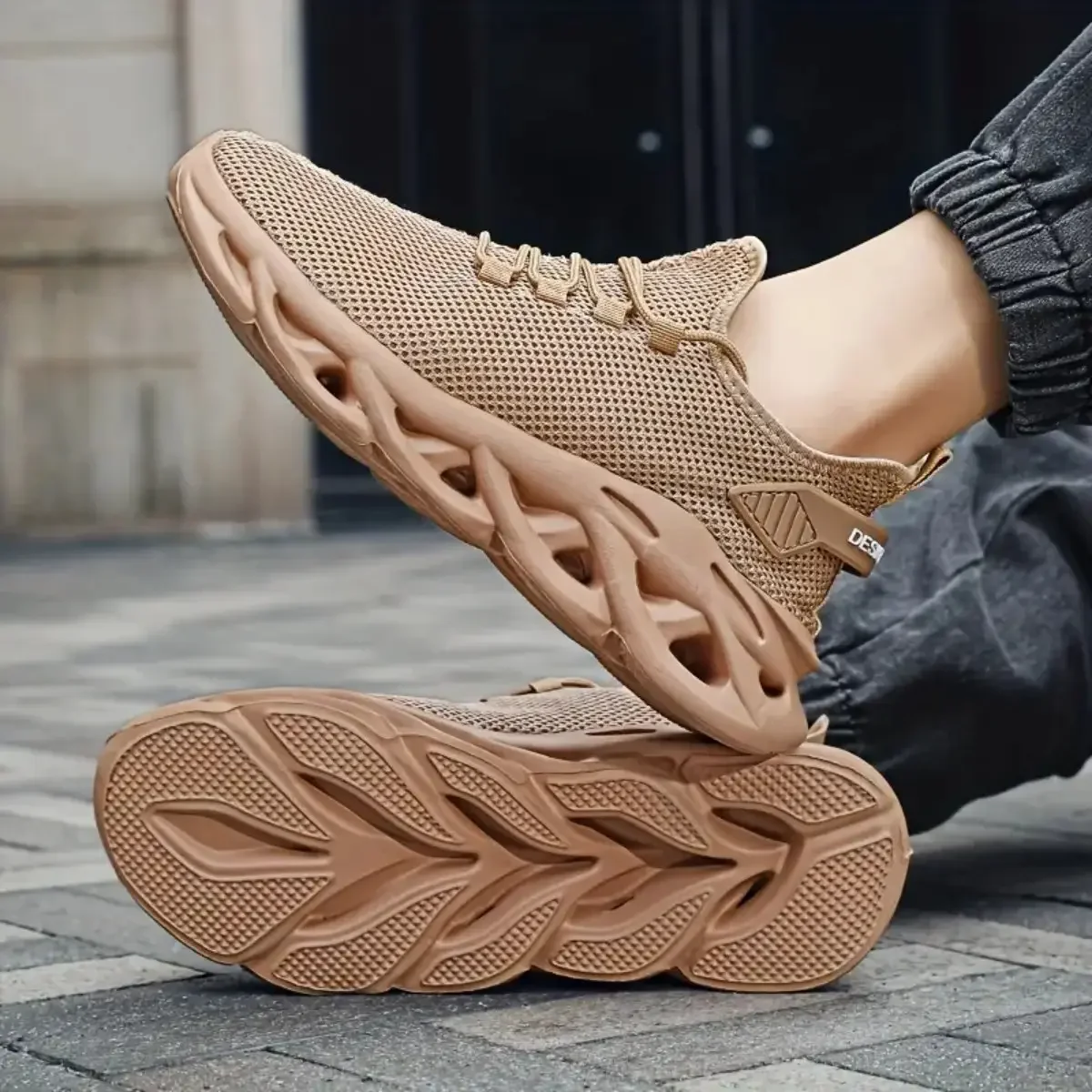 Hommes sport course noir Jogging chaussures espadrilles décontractées marron extérieur respirant maille femmes léger absorption des chocs noir Tennis