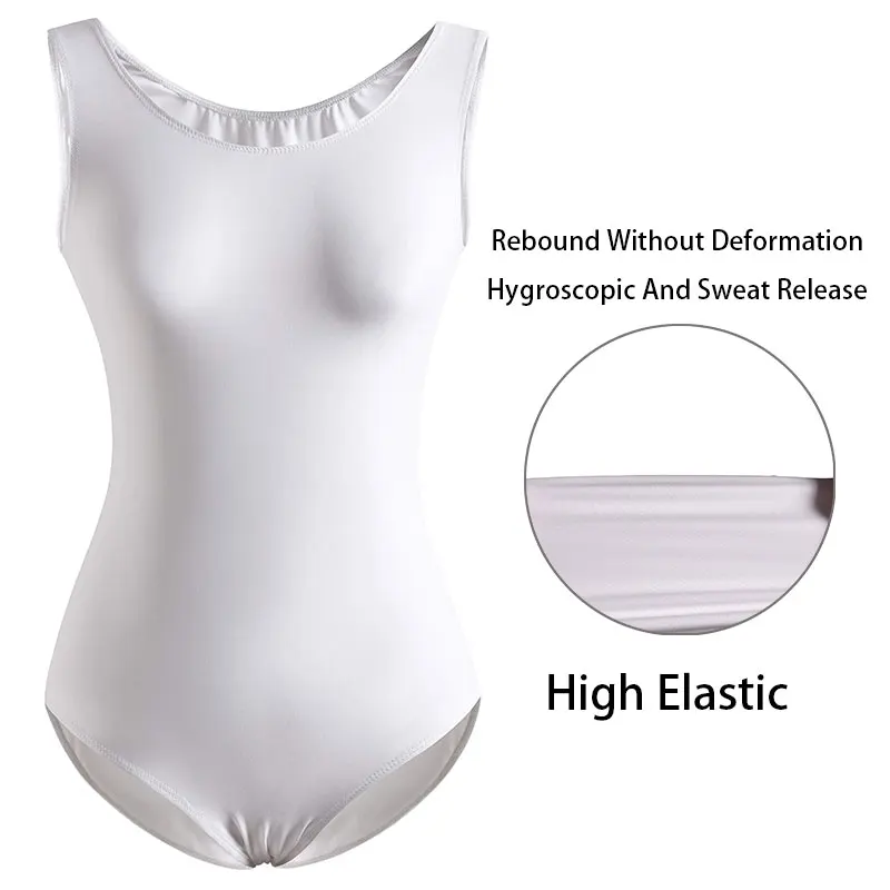 Damen Classic Team Basic ärmellose Ballett-Tanz-Trikots für Erwachsene, Gymnastik-Tanz-Tops mit weichem Futter-Bodys