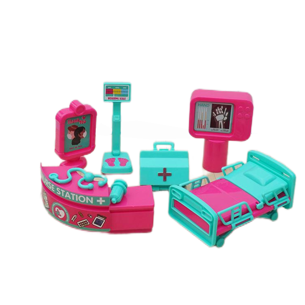 1/12 인형 집 병원 침대 의사 청진기 모조 카운터 척 놀이 소형 가구 액세서리 간호사 의료 선물