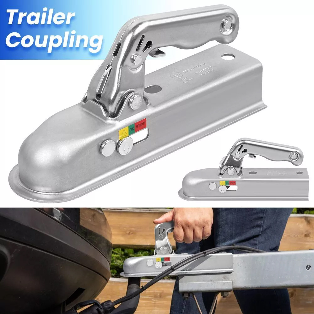 ユニバーサルトレーラーカップリングヒッチ 50 ミリメートルプレス鋼ブレーキなしトレーラー用最大 750 キロトレーラーヒッチ牽引カプラーマウント
