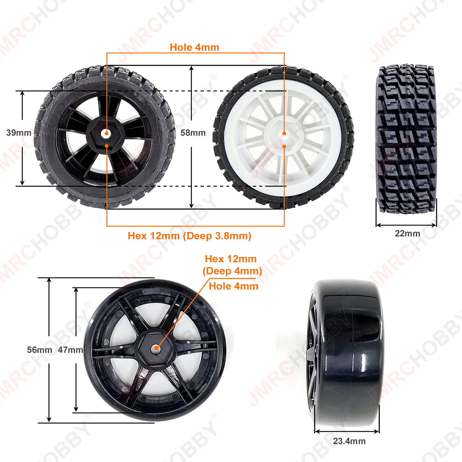 Original MJX Hyper Go 14301 14302 14303 RC Car Accessories Rubber TPR Glued On Road Wheels With Sponge 1/14 Slip Drift Wheel