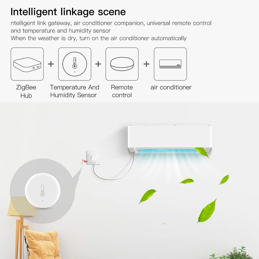 Tuya ZigBee เซ็นเซอร์ความชื้นและอุณหภูมิอัจฉริยะ, แอปตรวจสอบชีวิตอัจฉริยะควบคุมการทำงานร่วมกับ Alexa Google Home Zigbee2mqtt