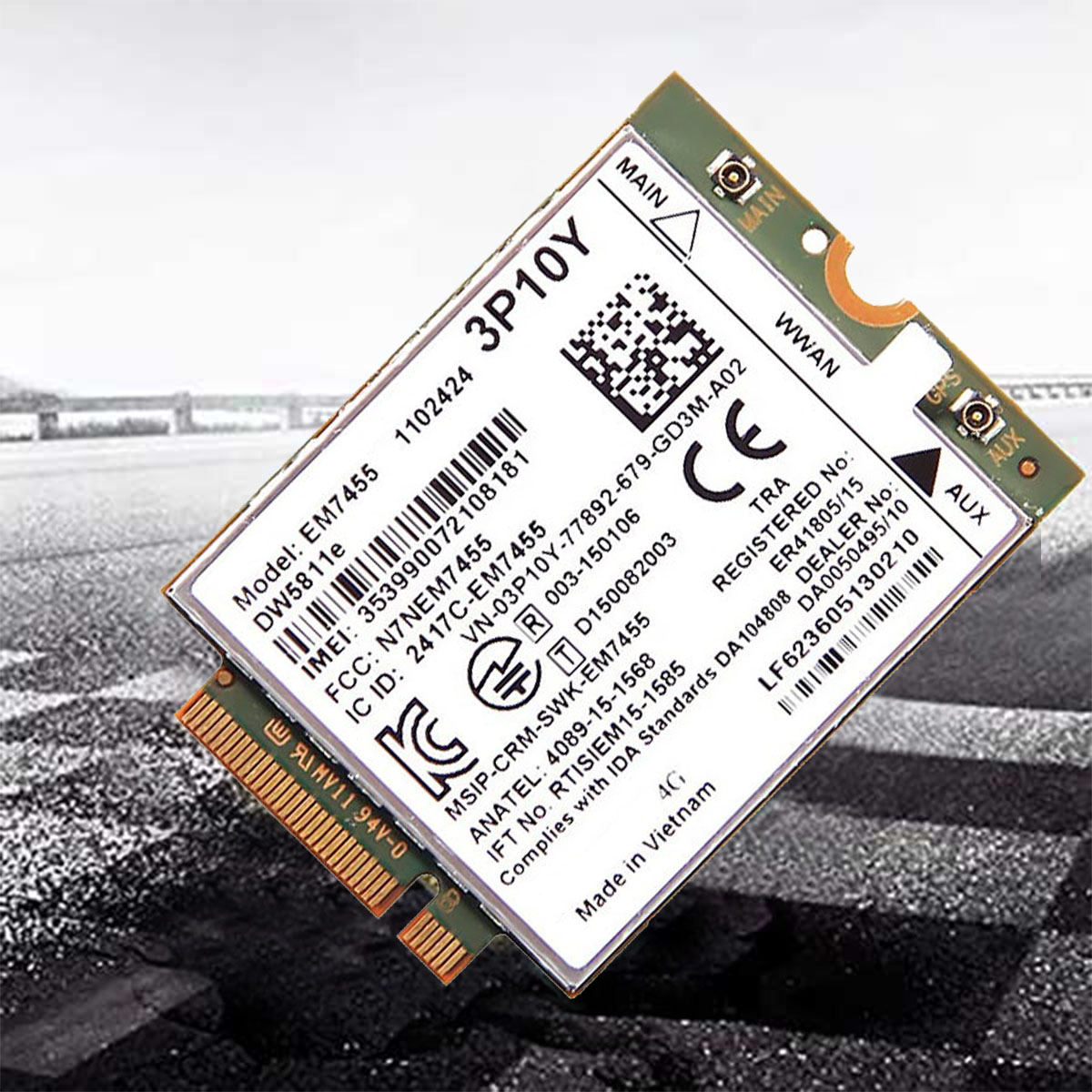 Módulo EM7455 DW5811E 4G + antena 3P10Y CAT6 para DELL E7270 E7470 E7370 E5570 E5470, FDD/TDD Gobi6000 inalámbrico