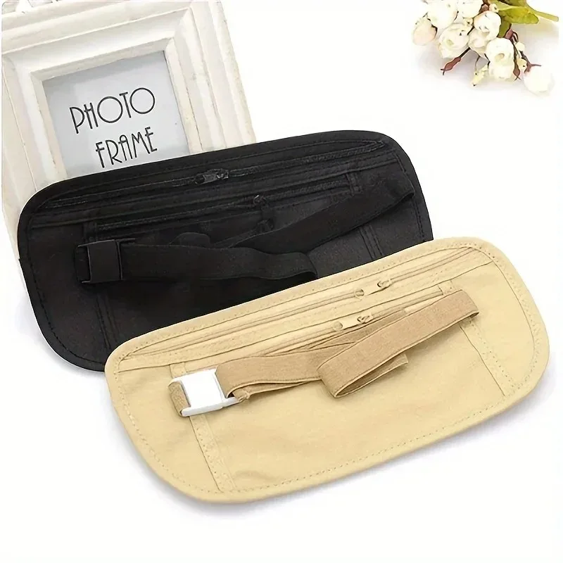 Bolsa de cintura para corrida, bolsa de cintura de viagem invisível, passaporte, bolsa de cinto de dinheiro, carteira segura escondida, bolsa de presente, bolsa de dinheiro