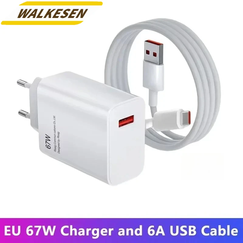 USB Charger With 6A Type C Cable PD 67W Fast Charging Charger For Xiaomi 14 Pro Redmi Note 13 Pro Mobile Phone Wall Adapter