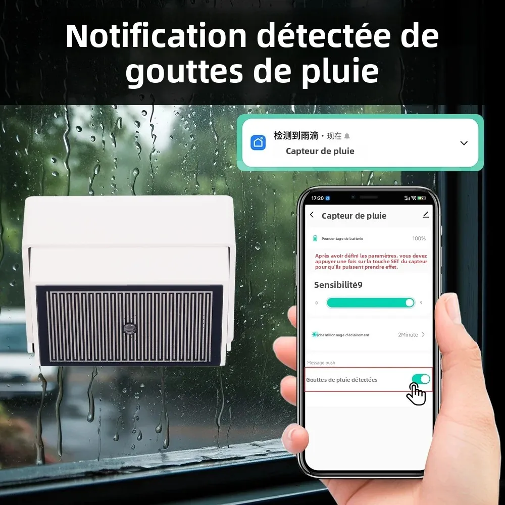 Tuya Zigbee capteur de détection de gouttes de pluie avec détecteur de lumière IPX4 extérieur étanche Support d'eau de pluie Assistant domestique Zigbee2mqt