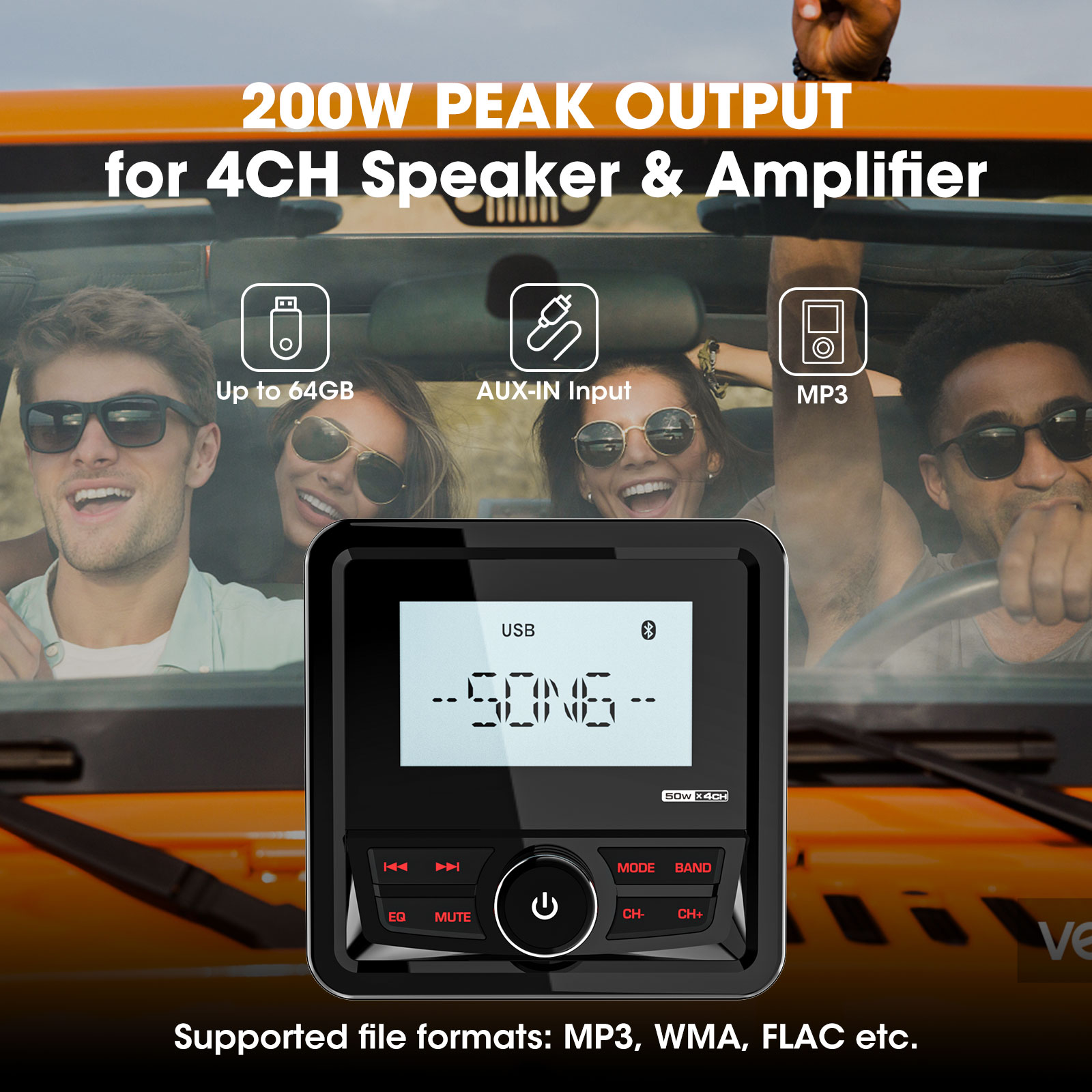 GRANDnavi マリンラジオボートステレオ Bluetooth FM AM デジタルメディアオーディオプレーヤー防水ヨット ATV UTV ゴルフカートオートバイ