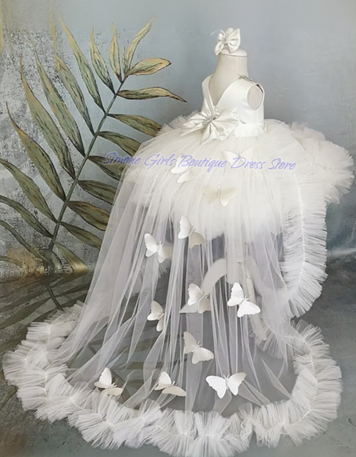 Puffy Girl Dress Pink Baby Dress with Train Flower Girl Dress Bow Cute Kid's Child Birthday Dresses Frist Communion Customized