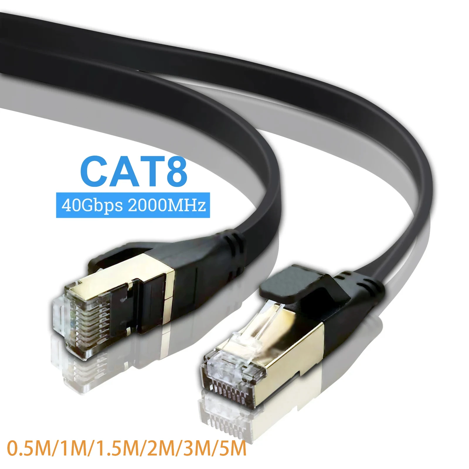 Cat8 Ethernet Kabel Flat Lan Kabel Hoge Snelheid Rj45 40Gbps 2000Mhz Voor Thuisnetwerk Router Modem Computer, Pc, Ps4, Tv, Laptops