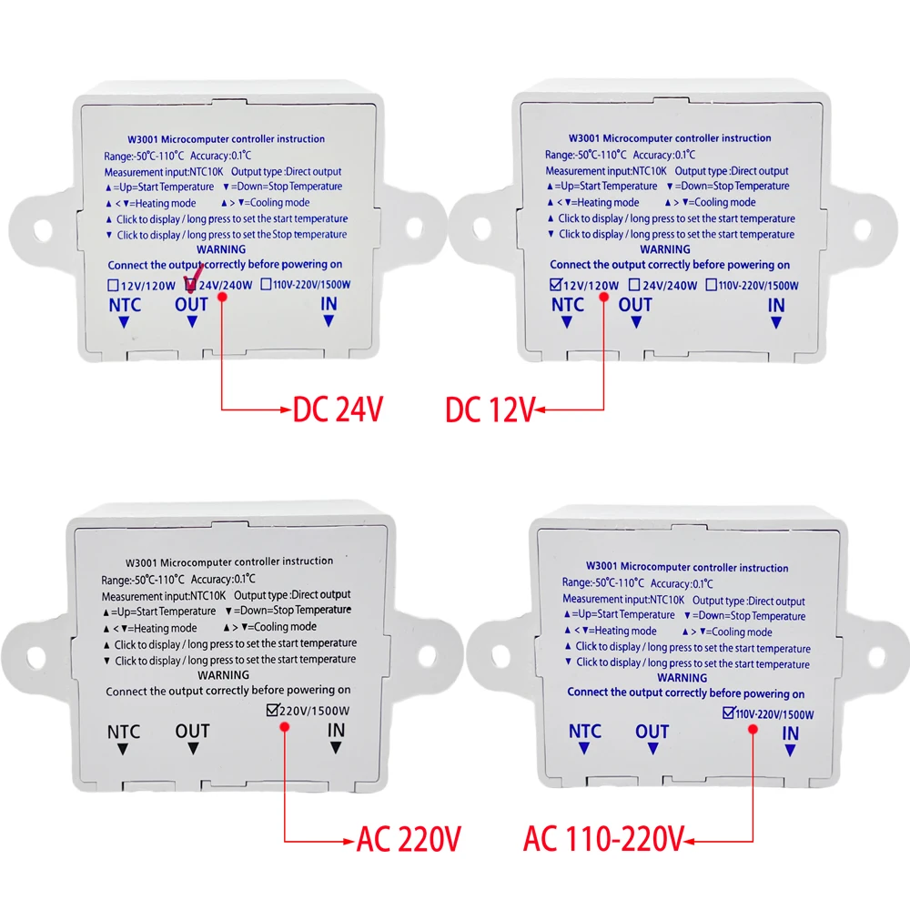 W3001 Digital Control Temperature Microcomputer Thermostat Switch Thermometer New Thermoregulator 12/24/220V