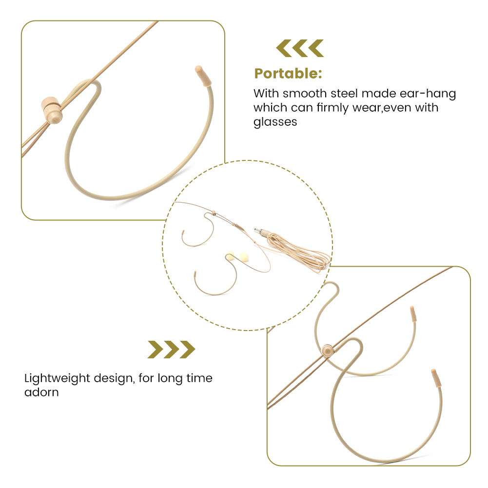 Double-Earhook Headset Microphone Headworn Omnidirectional Condenser Cartridge Microphone For Sennheiser For Shure Wireless