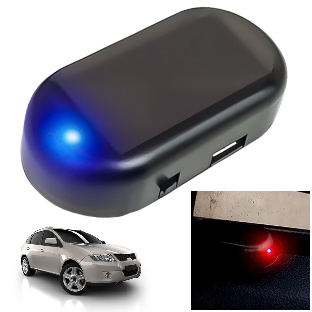 Luz de seguridad falsa para coche con energía Solar, LED superbrillante, luz de seguridad falsa, lámpara de imitación intermitente, alarma de señal estroboscópica inalámbrica