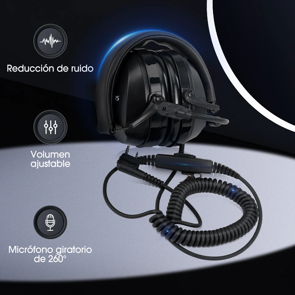 Retevis-walkie-talkie K/M, auriculares con reducción de ruido, micrófono giratorio para Baofeng UV 5R, Quansheng UV K5, UV K6, UV K58