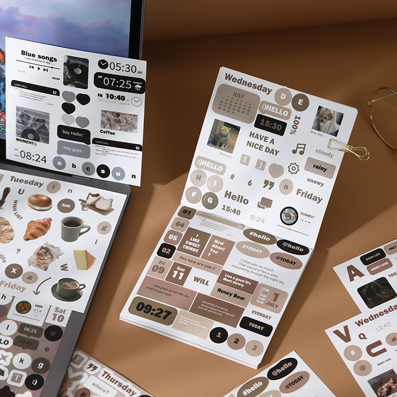 Journamm 20-teiliges Cartoon-Collage-Aufkleberbuch, DIY, Scrapbooking, Collage, Junk-Journal, Vintage-Dekor, Schreibwaren, Javascript: