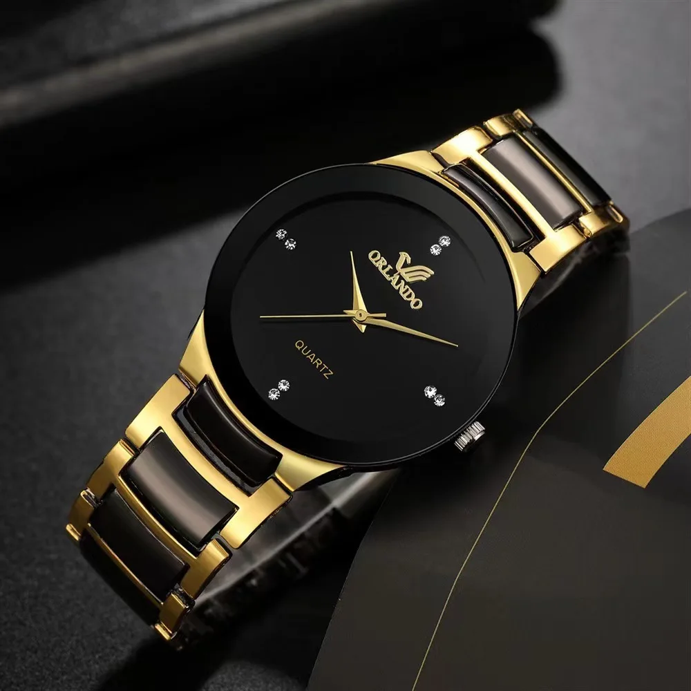 2 pièces montres de Couple mode bracelet en acier inoxydable hommes femmes montres à Quartz analogiques ensemble