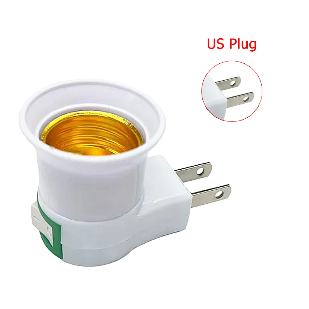 E27 LED Light Socket US/EU Plug & Play Screw Socket White Lamp Holder Base ON/OFF Switch Plug Light Bulb Adapter Household