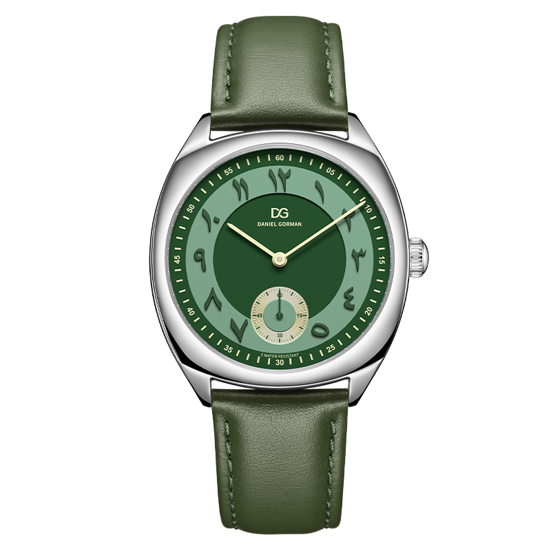 Daniel Gorman DG9520 Moda Relógios de Quartzo Luxo Verde Pulseira de Couro Genuíno 5 ATM À Prova D 'Água Relógio Masculino Casal Relógio de Pulso