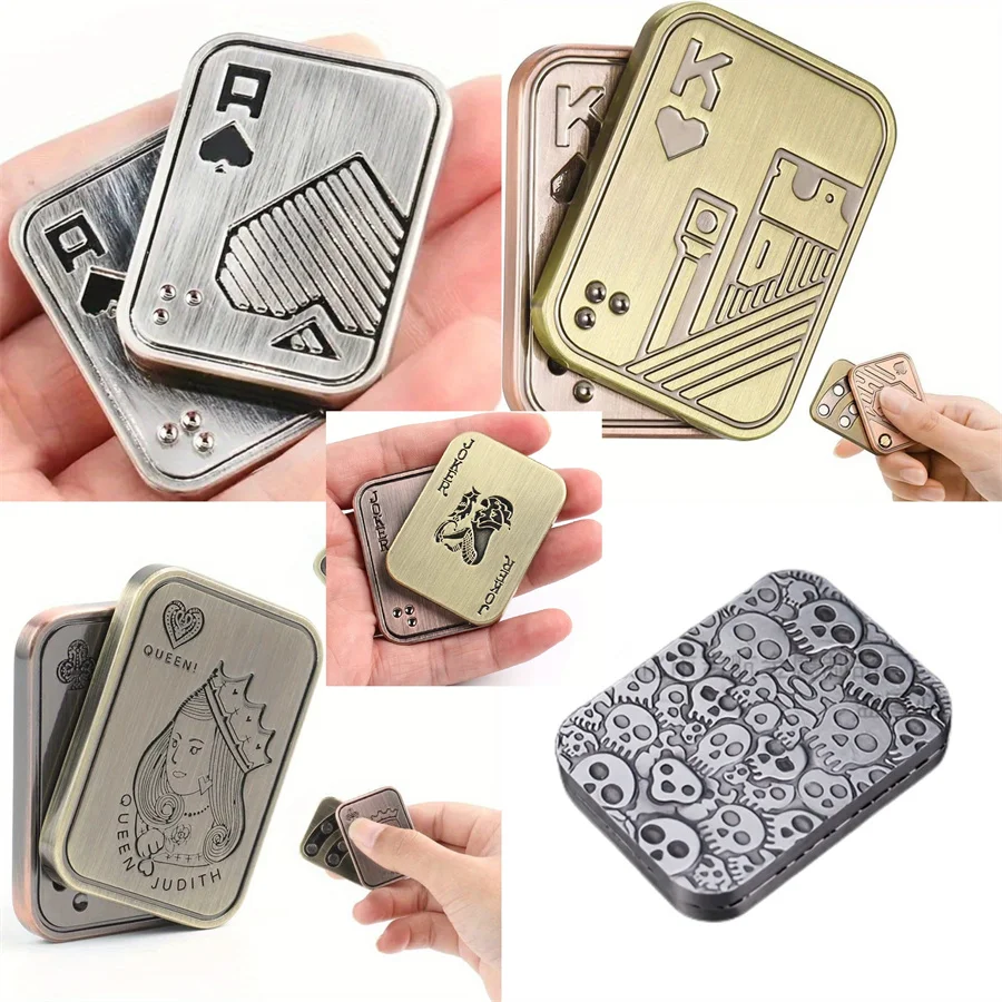 Jouets Fidget en métal, 1 pièce, carte à pousser de Poker en métal, jouet anti-Stress coulissant, jouet Fidget, pièce haptique, jouets de bureau, cadeaux