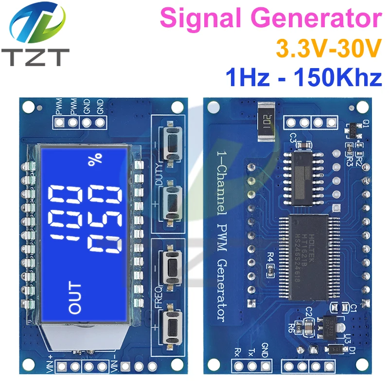 TZT Máy Phát Tín Hiệu Xung PWM Tần Số Chu Kỳ Nhiệm Vụ Có Thể Điều Chỉnh Mô Đun Màn Hình Hiển Thị LCD 1Hz-150Khz 3.3V-30V PWM Mô-đun