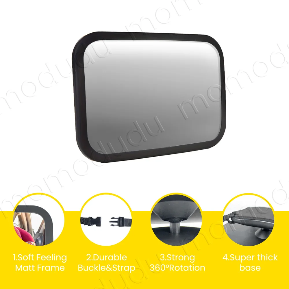 Large miroir de voiture pour bébé, monté sur appui-tête, miroir d'observation de sécurité, Installation inversée, accessoire intérieur idéal pour nourrissons sécurisés