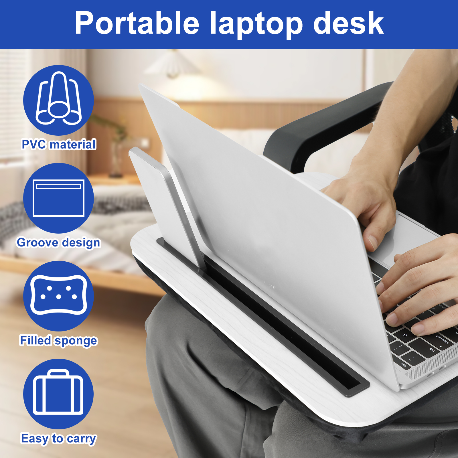 Lap Desk with Tablet Slot Portable Lap Laptop Desk Lightweight Stable Laptop Desk Tray Lap for Working in Bed