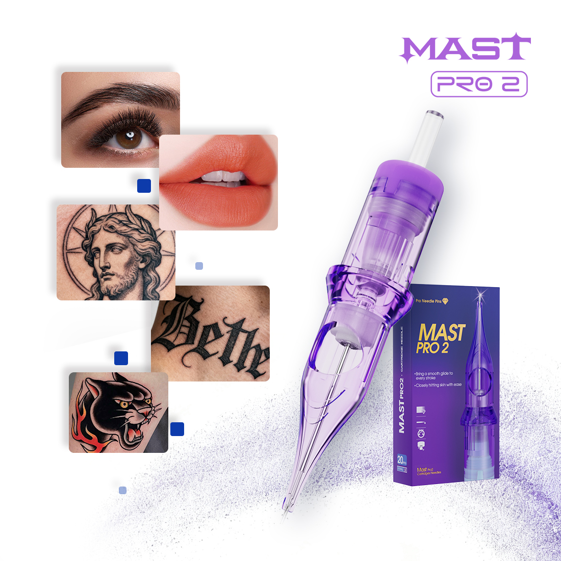Иглы для картриджей Mast Pro2 RL/RS/RM/M, 20 шт., 0,18/0,25/0,30/0,35 мм, подходят для перманентного макияжа или боди-арта, принадлежности для татуировок