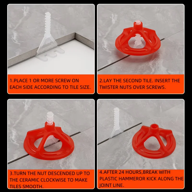Tile Leveling System Base Plate and Reusable Cover Kit 1-3mm Tile Spacer Leveling System Construction Tool Parts Set