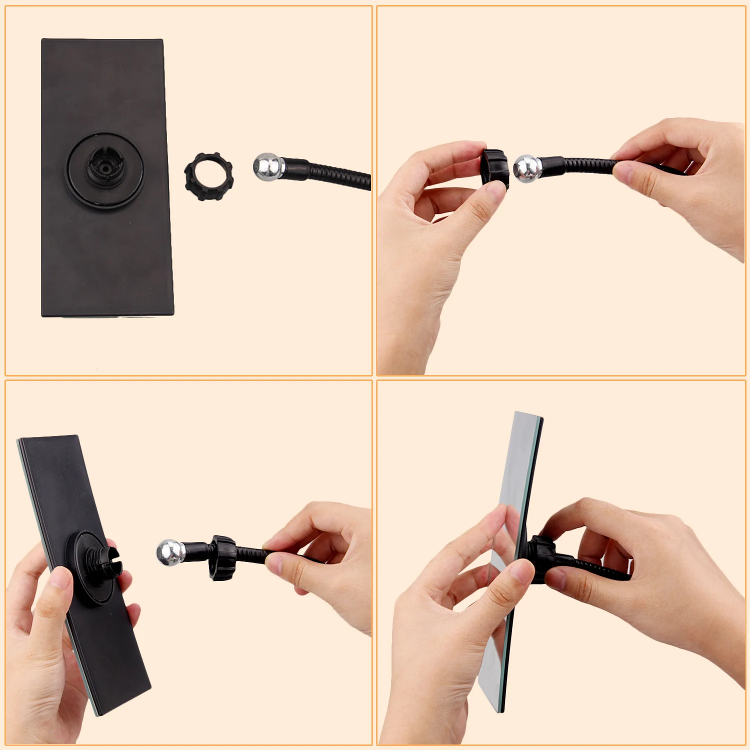 Flexible Clip on Computer Desk Cubicle Security Rearview Field Vision Magnifying Convex Mirror for Office Personal Privacy Safe