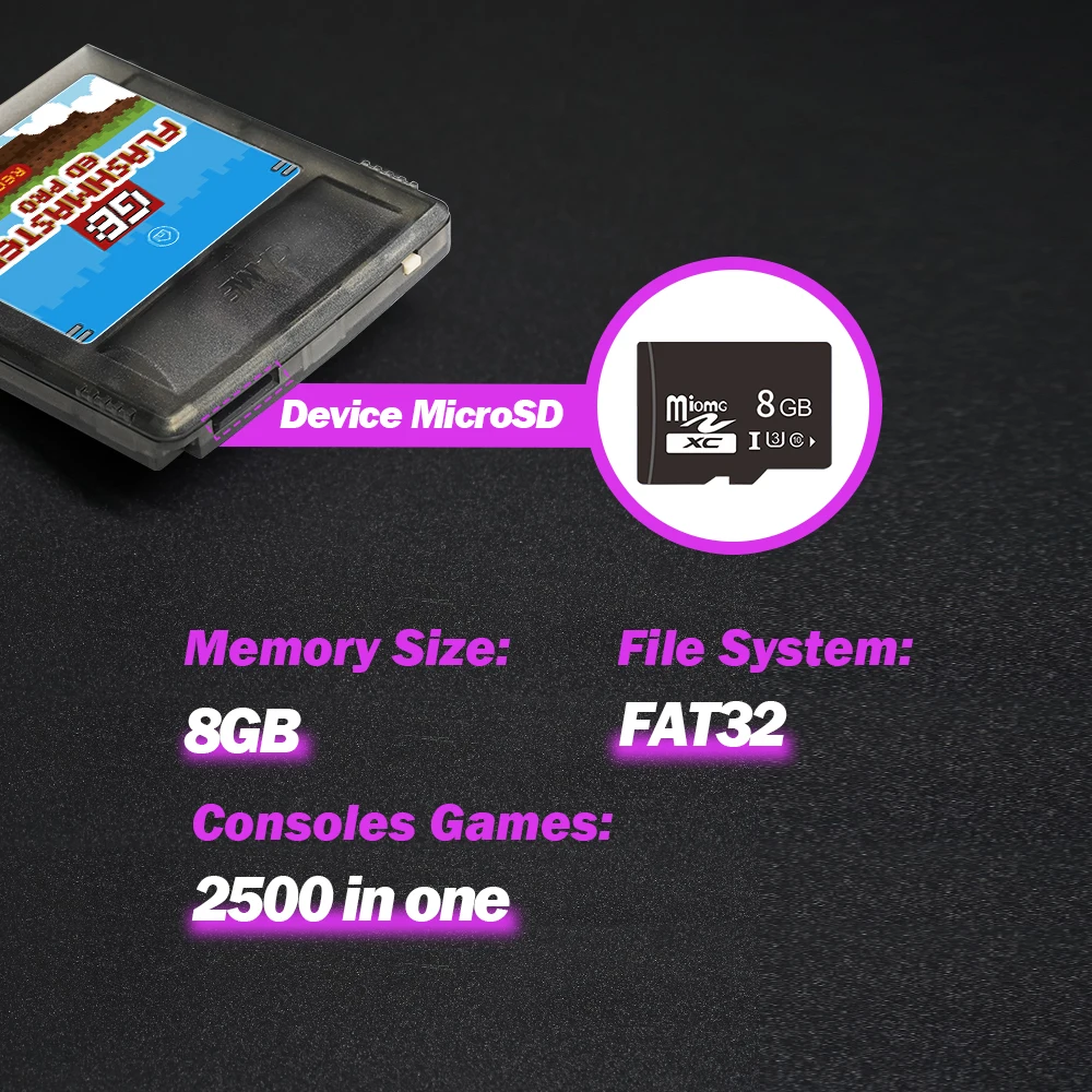 Tarjeta de juego con cartucho Flashmaster 2500 en 1 OS V4 GB Pro para consolas de juegos Gameboy/Gameboy Color/GBA SP con tarjeta TF de 8GB