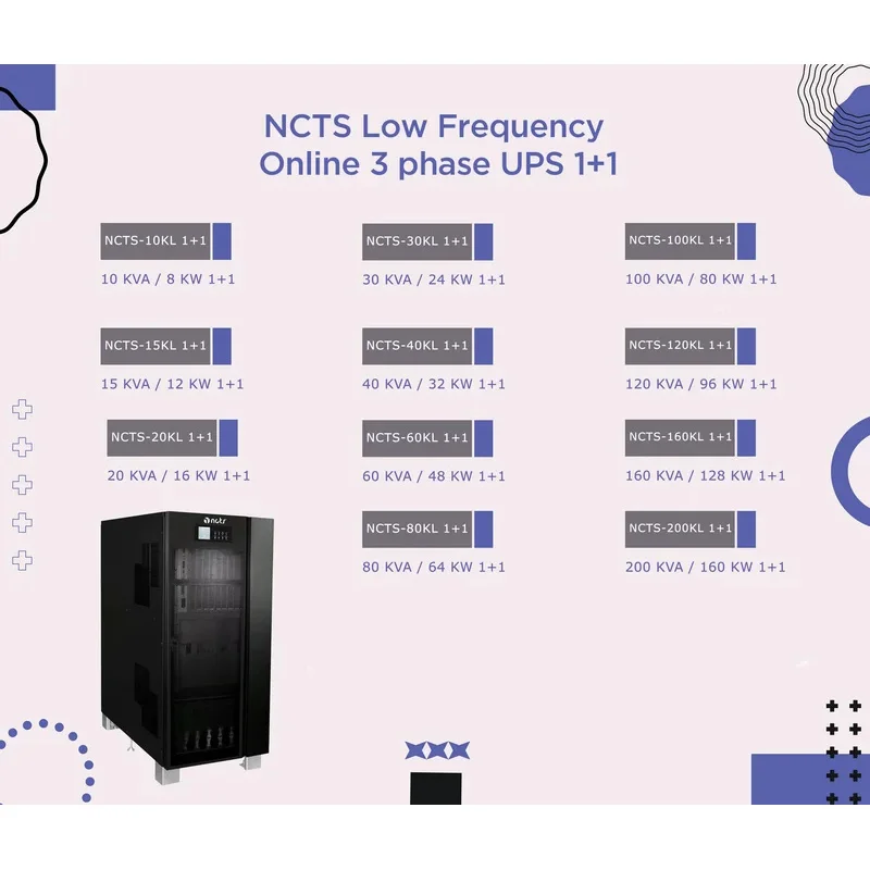 NCTS-30KL 1 1(30KVA/24KW) Baja frecuencia con transformador de aislamiento UPS en línea con función paralela de redundancia