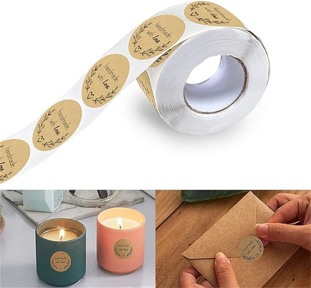 수제 러브 스티커 빈티지 크래프트 종이 스티커, 문구 라벨 베이킹 크래프트 종이 스티커, 스크랩북 선물, 500 개