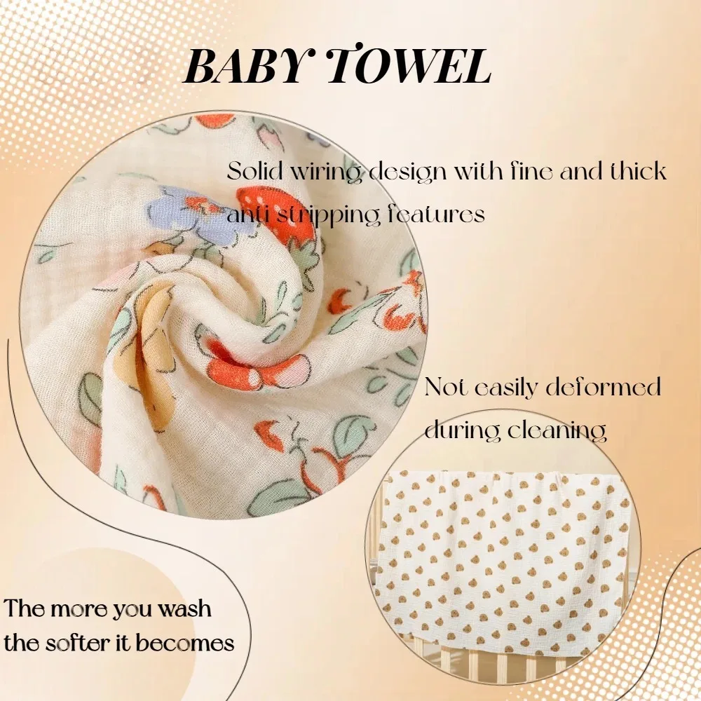 Soft Foldable Swaddle Blanket for Newborns - Light Beige-Friendly Cotton, Perfect for Bath Time & Cuddling, Wrinkly Texture