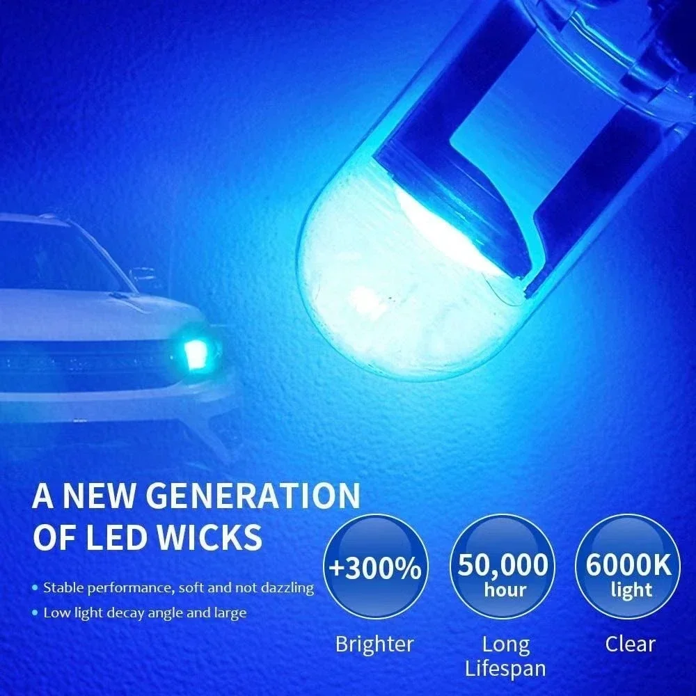 หลอดไฟ LED กระจก CANbus T10 W5W 6000K หลอดไฟอ่านหนังสือภายในรถยนต์สีขาวสว่างสำหรับมอเตอร์ยานพาหนะ12-24V 168 194 192 DC Amagi