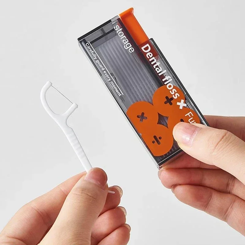 เครื่องจ่ายไหมขัดฟันแบบพกพารวมถึง 10 ชิ้นไหมขัดฟันอัตโนมัติ Ejectable Floss Organizer Oral Care ยาสีฟันสูตรเกลือผสมฟลูออไรด์ผสานพลังสมุนไพรฟันขาวสะอาดลดกลิ่นปากกดบนทิ้ง Flossing Sticks