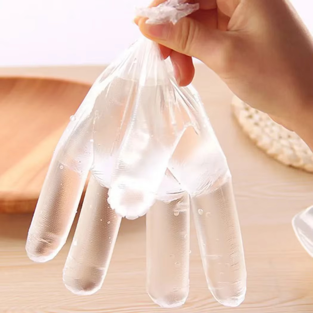 100/200 pçs luvas descartáveis luvas de plástico transparente eco-friendly luvas de limpeza para diy cozinhar acessórios de cozinha