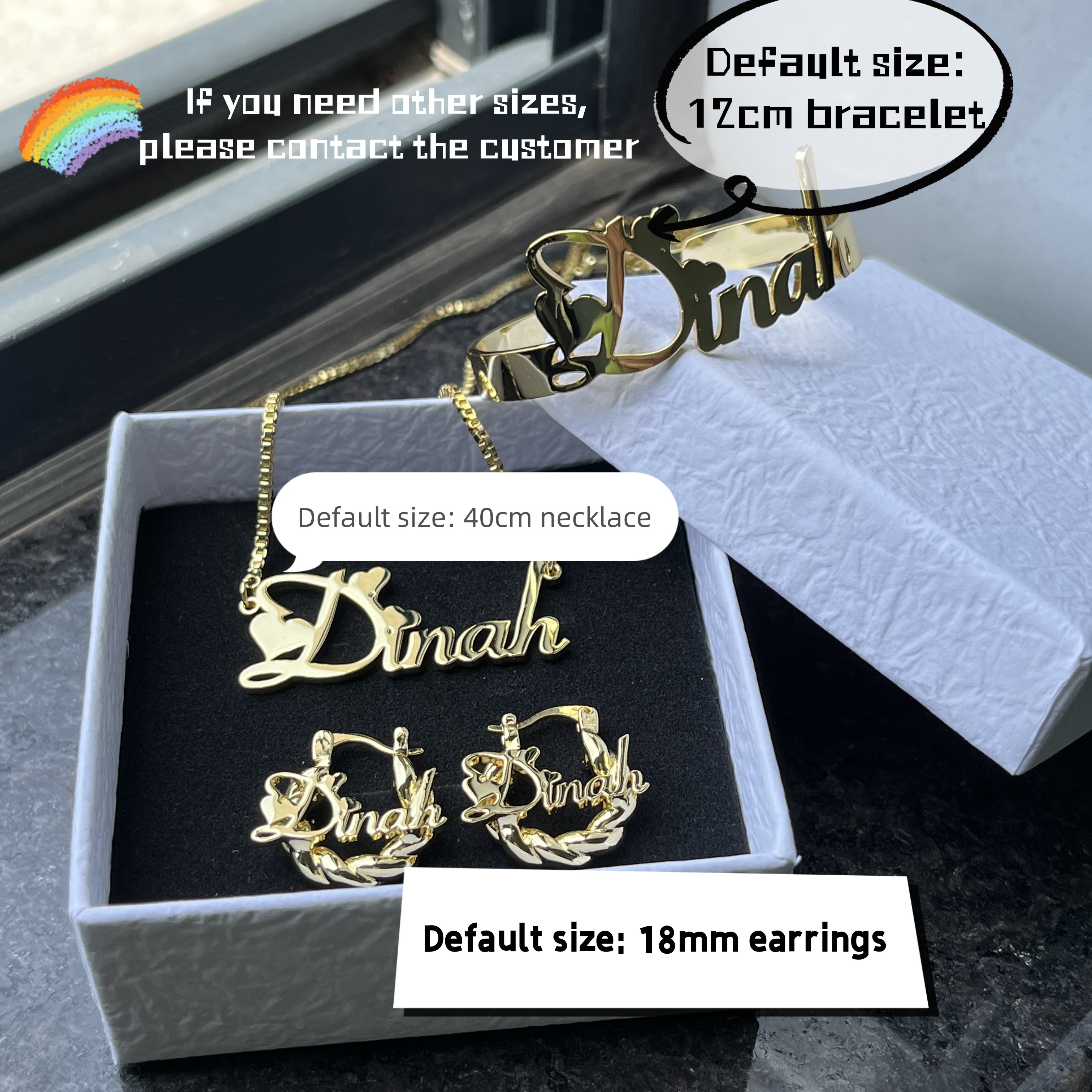 Duoying benutzer definierte Name Schmuck Set personal isierte Brief kette benutzer definierte Name Armreifen Edelstahl Mini Creolen 18mm