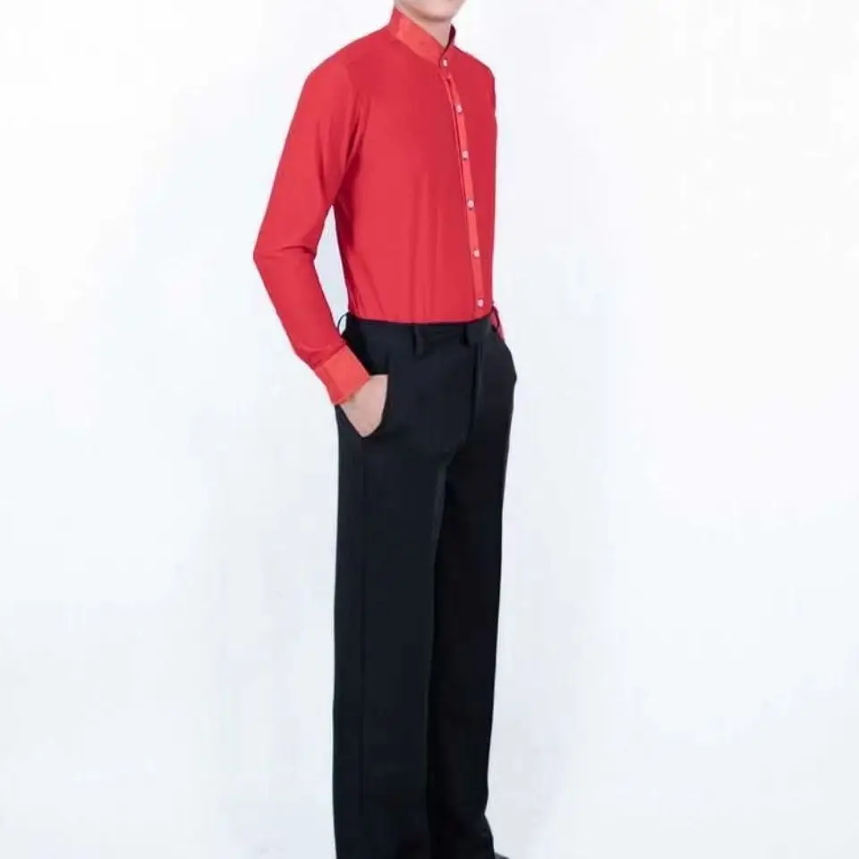 Professional สีดำผู้ชาย Latin Dance กางเกงผู้ใหญ่ซาตินบอลรูมเต้นรำกางเกง Salsa Tango Rumba Samba Cha Cha ละตินกางเกง