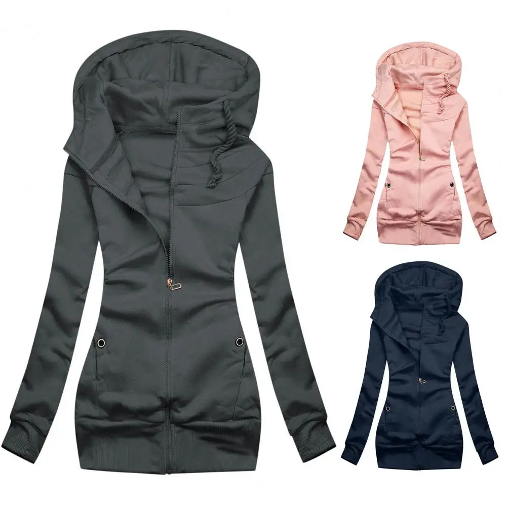 Sudaderas con capucha de gran tamaño para mujer, jerséis con capucha, sudadera de retales para mujer, Sudadera con capucha cálida de otoño, Tops con cremallera, S-3XL