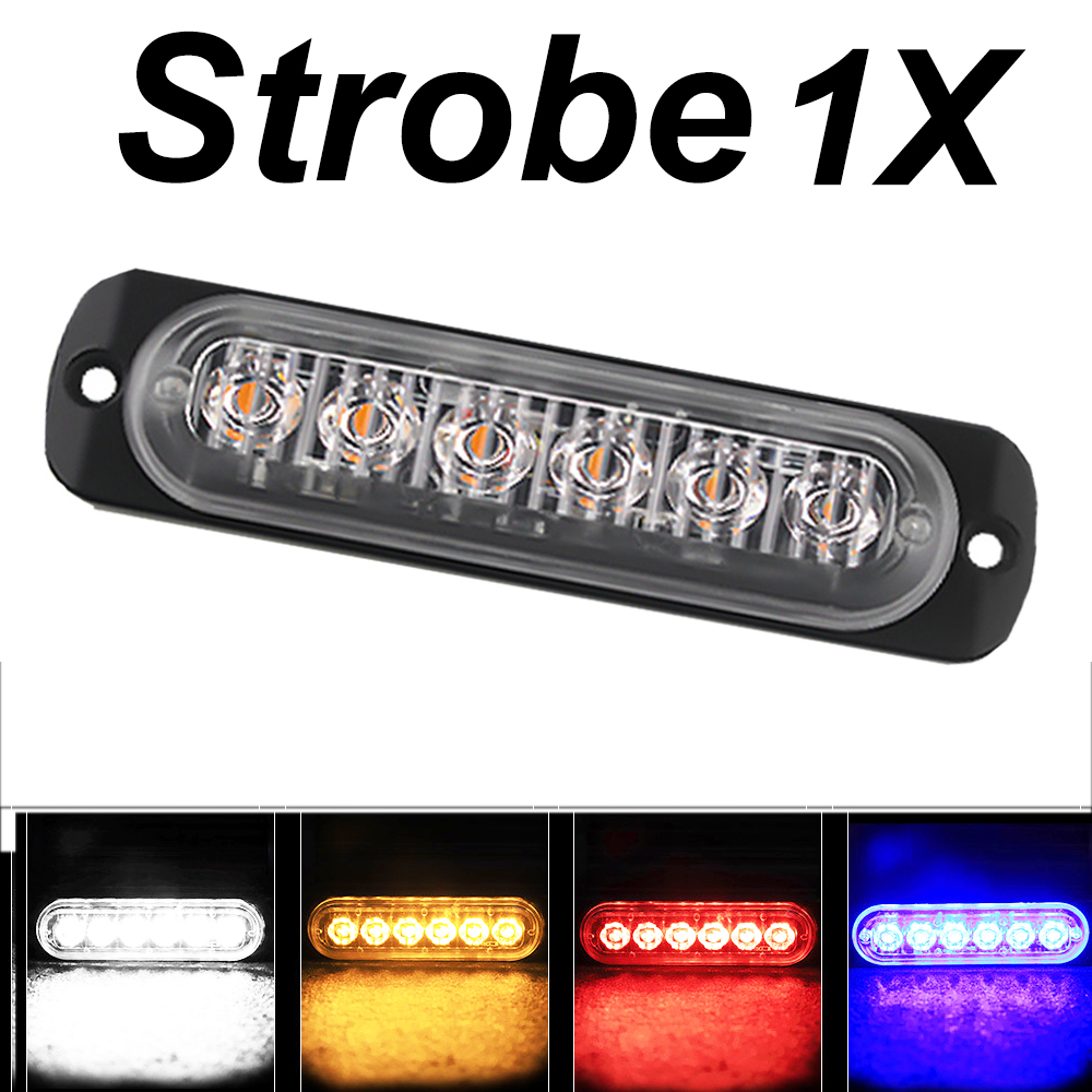 1x camion 12V 24V 6smd LED stroboscopique voyant d'avertissement Grille stroboscopique clignotant barre lumineuse voiture balise lampe ambre jaune blanc feu de circulation