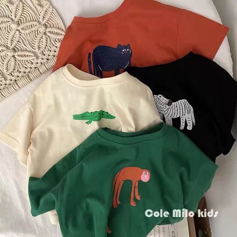 Modello animale Neonati maschi Top a maniche corte T-shirt per bambini Abbigliamento estivo Moda allentata T-shirt per bambini alla moda O-collo