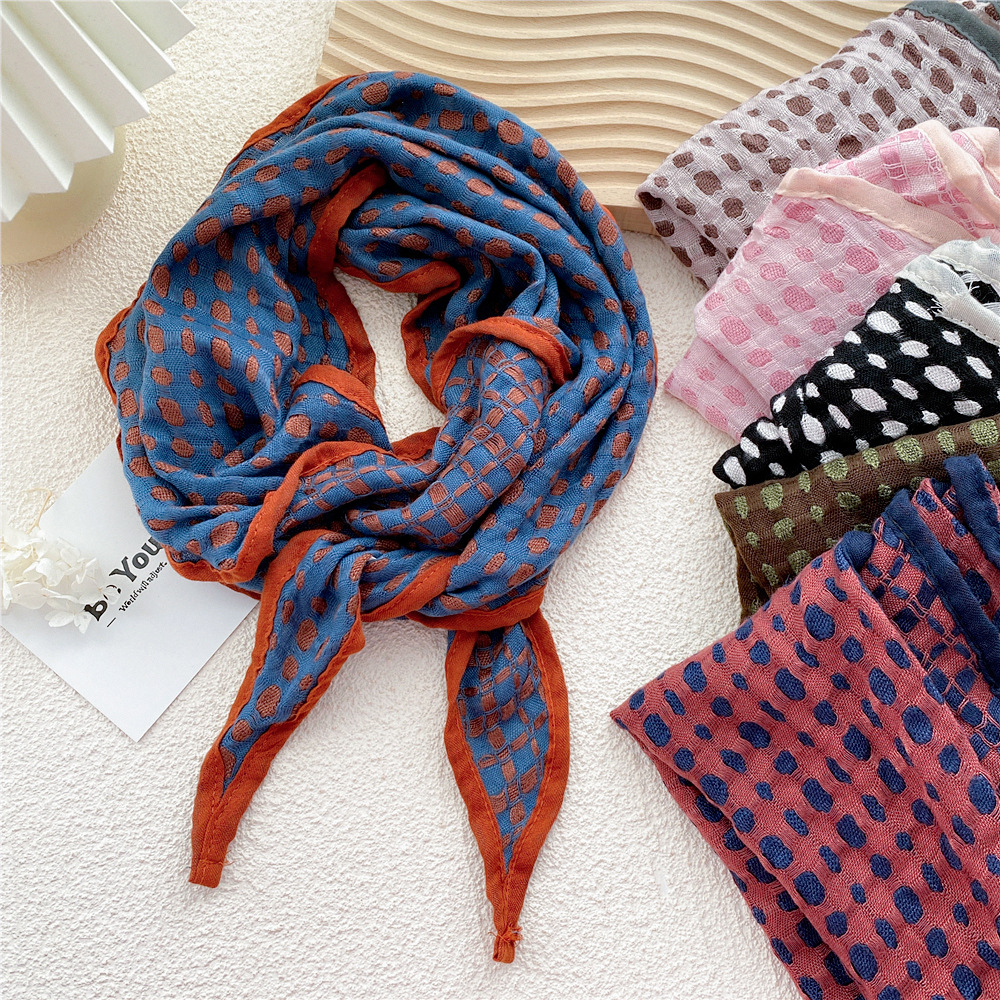 40*160cm algodão linho xadrez feminino gril losango cachecol lenço turbante bandanas xale envoltório