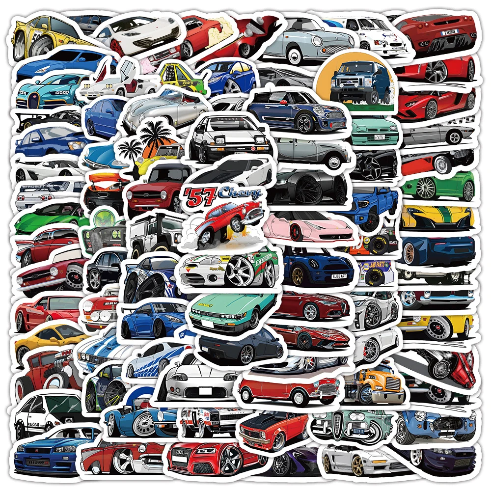 10/30/50/100pcs Retrofit Auto Da Corsa Del Fumetto Adesivi Graffiti Del Computer Portatile Della Bici di Skateboard Impermeabile Fresco JDM Decalcomania Giocattolo Del Capretto
