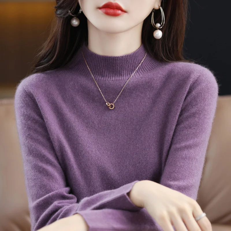 100% Merinowolle Kaschmir pullover Frauen Strick pullover Roll kragen pullover Langarm pullover Herbst Winter Kleidung warme Pullover Tops